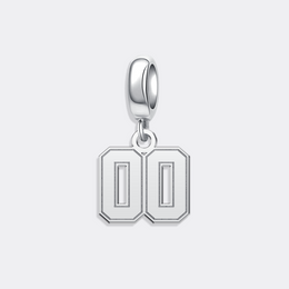 Custom Silver Sports Number Charm Pendant for Bracelet