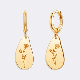 Custom Birthflower Earrings, Personalized Hoop Earrings, Birthday Earrings