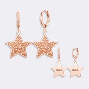 Star Hoop Earrings, Custom Name Stylish Fashion Drop Earrings