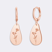 Custom Birthflower Earrings, Personalized Hoop Earrings, Birthday Earrings