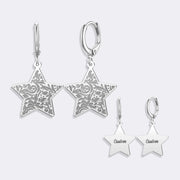 Star Hoop Earrings, Custom Name Stylish Fashion Drop Earrings