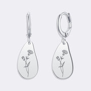 Custom Birthflower Earrings, Personalized Hoop Earrings, Birthday Earrings