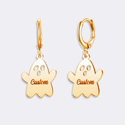 Ghost Hoop Earrings, Custom Name Minimalist Earrings For Women