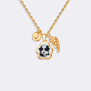 Custom Dog Paw Pendant Photo Necklace with Angel Wing Charm,Memorial Pet Dog Cat Gift