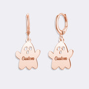 Ghost Hoop Earrings, Custom Name Minimalist Earrings For Women