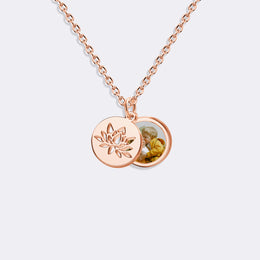 Custom Photo Necklace Lotus Flower Charm – Personalized Gift