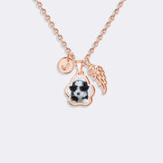 Custom Dog Paw Pendant Photo Necklace with Angel Wing Charm,Memorial Pet Dog Cat Gift