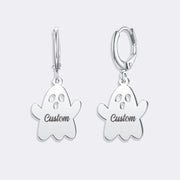 Ghost Hoop Earrings, Custom Name Minimalist Earrings For Women