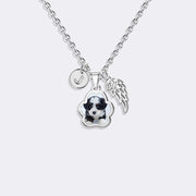 Custom Dog Paw Pendant Photo Necklace with Angel Wing Charm,Memorial Pet Dog Cat Gift