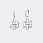 Christmas Snowflake Earrings, Beautiful Custom Name Hoop Earrings