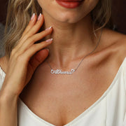 Custom Name Pendant Necklace, Silver Chain Link Necklace