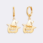 Pumpkin Hoop Earrings, Custom Name Halloween Earrings For Women