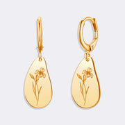 Custom Birthflower Earrings, Personalized Hoop Earrings, Birthday Earrings