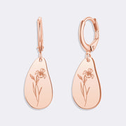 Custom Birthflower Earrings, Personalized Hoop Earrings, Birthday Earrings