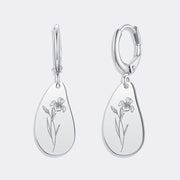 Custom Birthflower Earrings, Personalized Hoop Earrings, Birthday Earrings