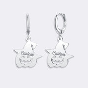 Pumpkin Hoop Earrings, Custom Name Halloween Earrings For Women