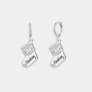 Christmas Stocking Earrings, Customise Name Hoop Earrings