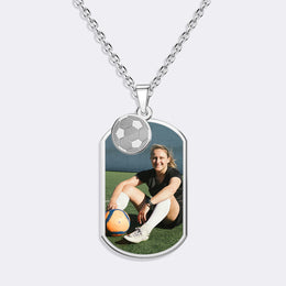 Custom Sports Pendant Photo Necklace with Soccer Charm – Personalized Gift