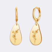 Custom Birthflower Earrings, Personalized Hoop Earrings, Birthday Earrings