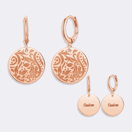 Circle Hoop Earrings, Custom Name Elegant Earrings for Women