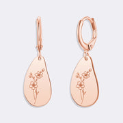 Custom Birthflower Earrings, Personalized Hoop Earrings, Birthday Earrings