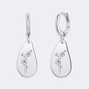 Custom Birthflower Earrings, Personalized Hoop Earrings, Birthday Earrings