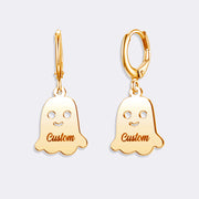 Ghost Hoop Earrings, Custom Name Minimalist Hoop Horror Earrings