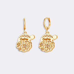 Santa Hat Earrings, Custom Name Hoop Dangle Durable Earrings