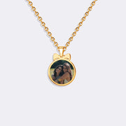 Personalized Gold Photo Pendant Necklace with Bow Tie Design