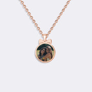 Personalized Gold Photo Pendant Necklace with Bow Tie Design