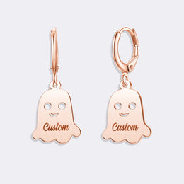 Ghost Hoop Earrings, Custom Name Minimalist Hoop Horror Earrings