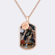 Custom Sports Pendant Photo Necklace with Basketball Charm – Personalized Gift