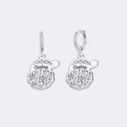 Santa Hat Earrings, Custom Name Hoop Dangle Durable Earrings