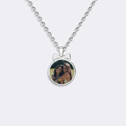 Personalized Gold Photo Pendant Necklace with Bow Tie Design