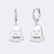 Ghost Hoop Earrings, Custom Name Minimalist Hoop Horror Earrings
