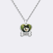 Custom Pet Photo Necklace with Bone-Shaped – Personalized Dog Memorial Pendant