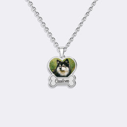Custom Pet Photo Necklace with Bone-Shaped – Personalized Dog Memorial Pendant