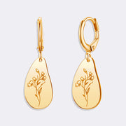 Custom Birthflower Earrings, Personalized Hoop Earrings, Birthday Earrings