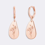 Custom Birthflower Earrings, Personalized Hoop Earrings, Birthday Earrings