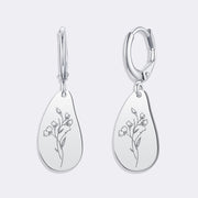 Custom Birthflower Earrings, Personalized Hoop Earrings, Birthday Earrings