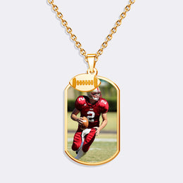Custom Sports Pendant Photo Necklace with Football Charm – Personalized Gift