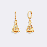 Christmas Tree Earrings, Minimalist Custom Name Women Earrings