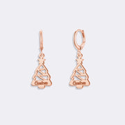 Christmas Tree Earrings, Minimalist Custom Name Women Earrings
