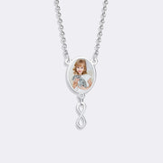 Custom Oval Pendant Photo Memorial Necklace with Infinite Charm– Personalized Gift for Love