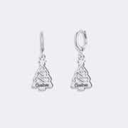 Christmas Tree Earrings, Minimalist Custom Name Women Earrings