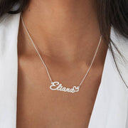 Personalized White Gold Name Heart Necklace For Women