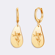Custom Birthflower Earrings, Personalized Hoop Earrings, Birthday Earrings