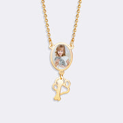 Custom Oval Pendant Photo Memorial Necklace with Paw&Bone Charm– Personalized Pet Gift