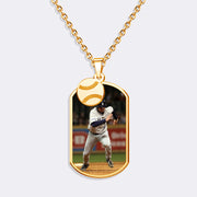 Custom Sports Pendant Photo Necklace with Baseball Charm – Personalized Gift