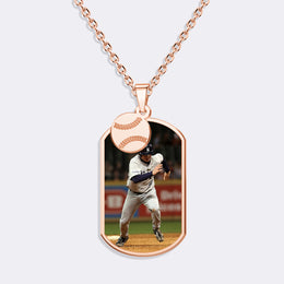 Custom Sports Pendant Photo Necklace with Baseball Charm – Personalized Gift